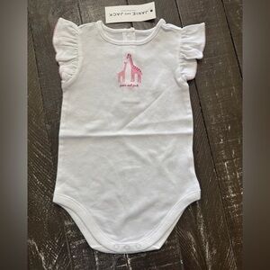 Janie and Jack White Bodysuit with Pink Giraffe Design